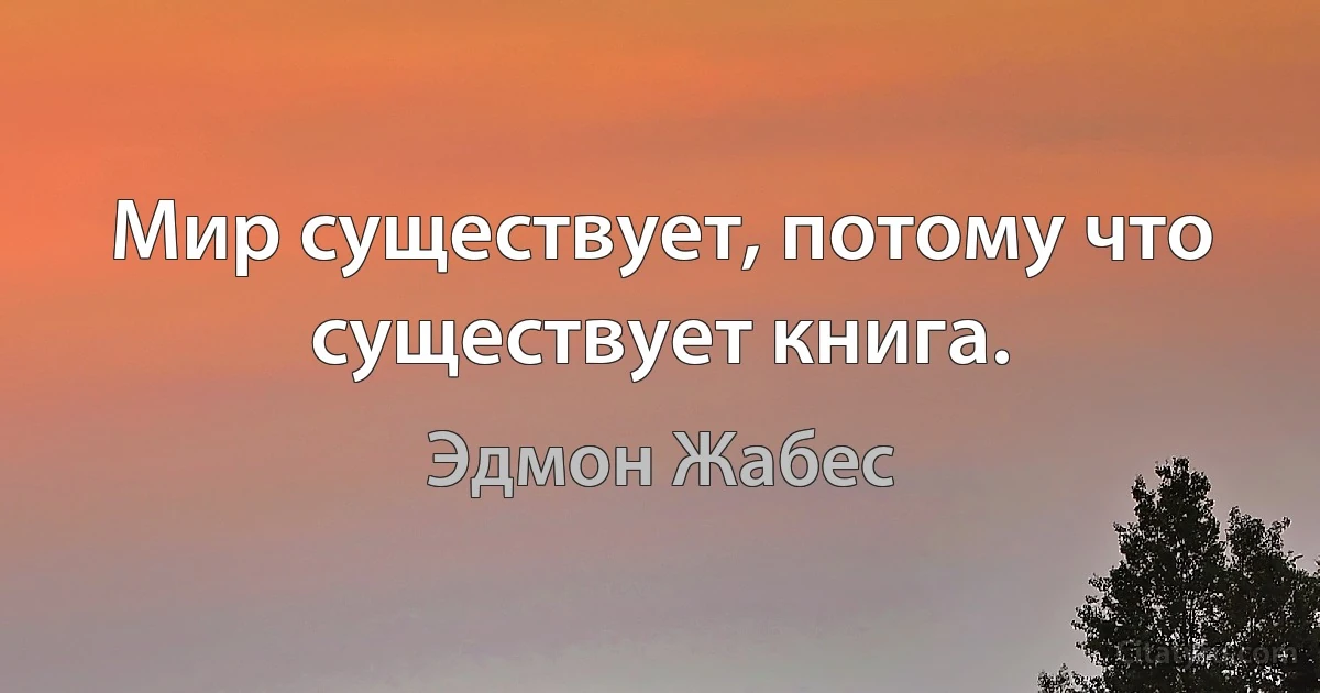 Мир существует, потому что существует книга. (Эдмон Жабес)