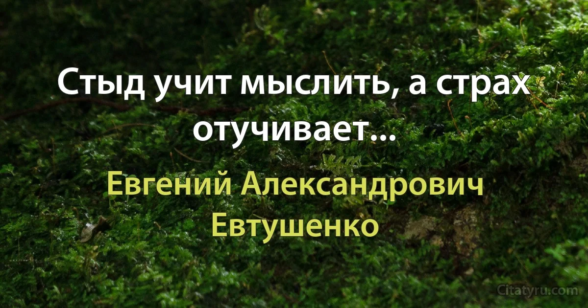 Стыд учит мыслить, а страх отучивает... (Евгений Александрович Евтушенко)