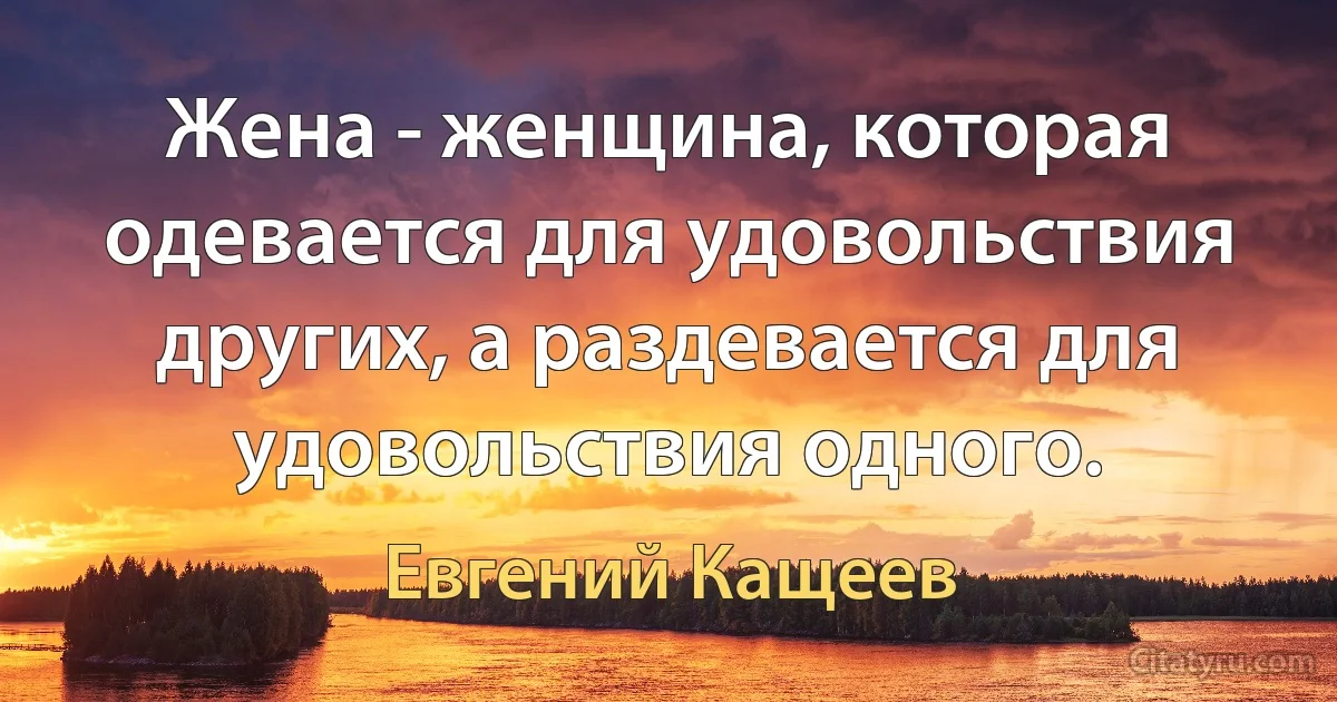 Жена - женщина, которая одевается для удовольствия других, а раздевается для удовольствия одного. (Евгений Кащеев)