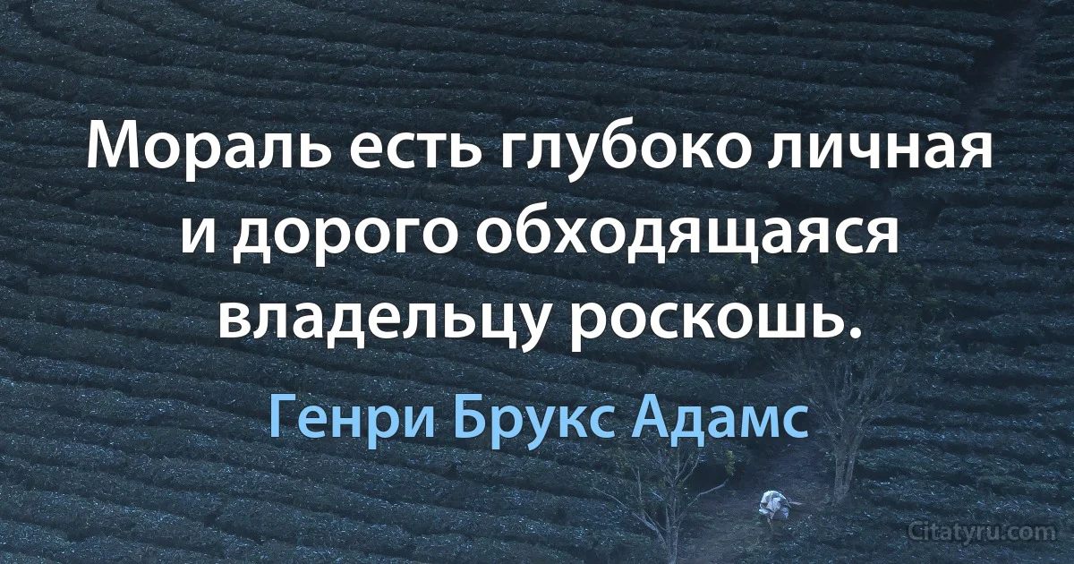 Мораль есть глубоко личная и дорого обходящаяся владельцу роскошь. (Генри Брукс Адамс)