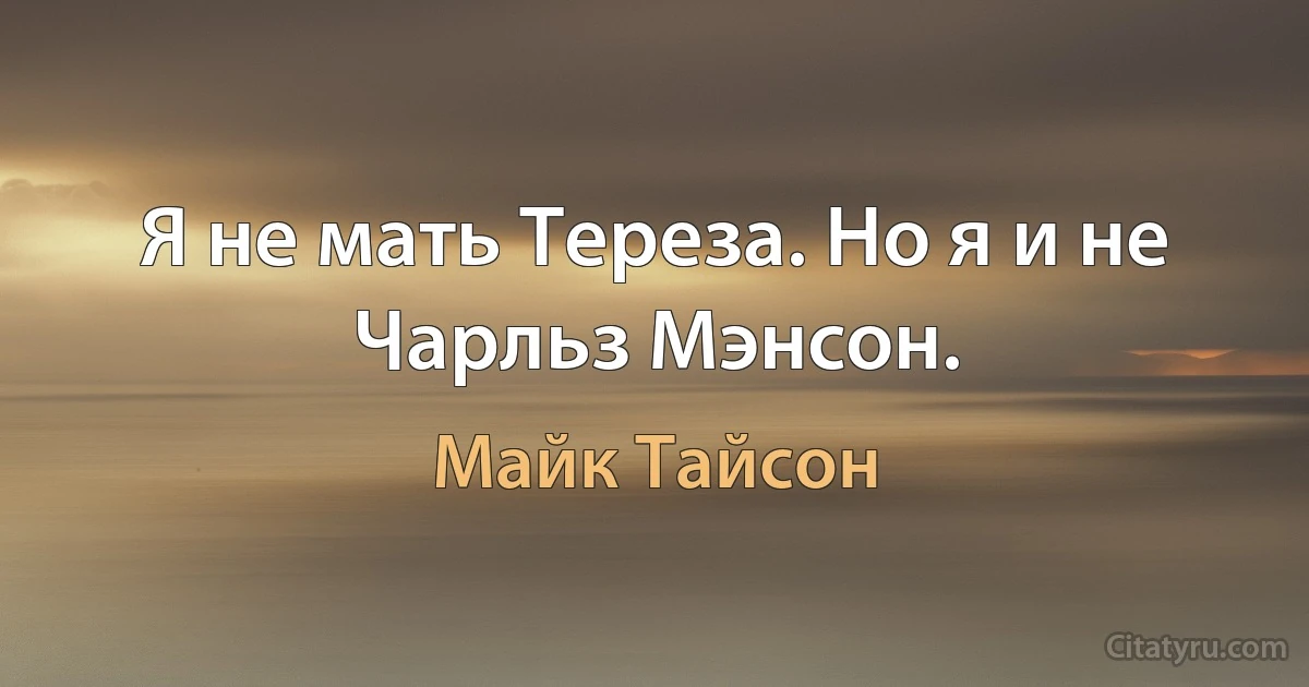 Я не мать Тереза. Но я и не Чарльз Мэнсон. (Майк Тайсон)