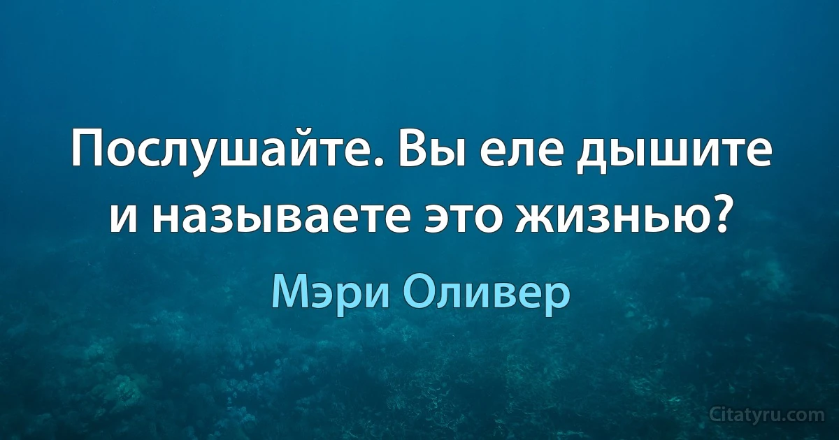 Послушайте. Вы еле дышите и называете это жизнью? (Мэри Оливер)