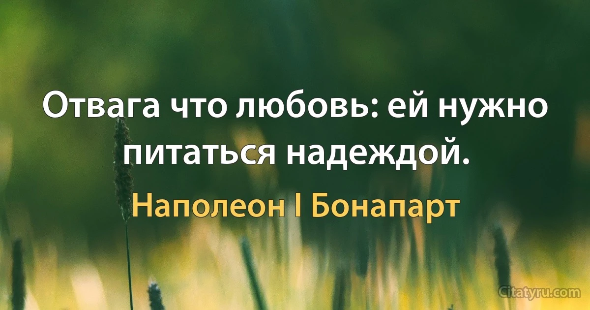 Отвага что любовь: ей нужно питаться надеждой. (Наполеон I Бонапарт)