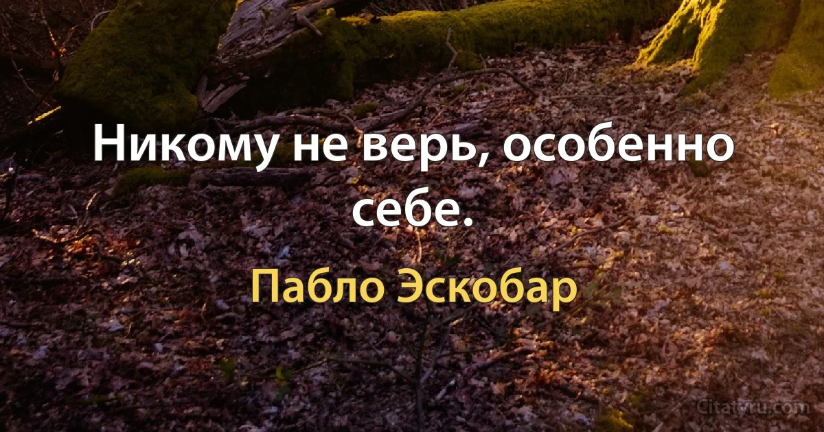 Никому не верь, особенно себе. (Пабло Эскобар)