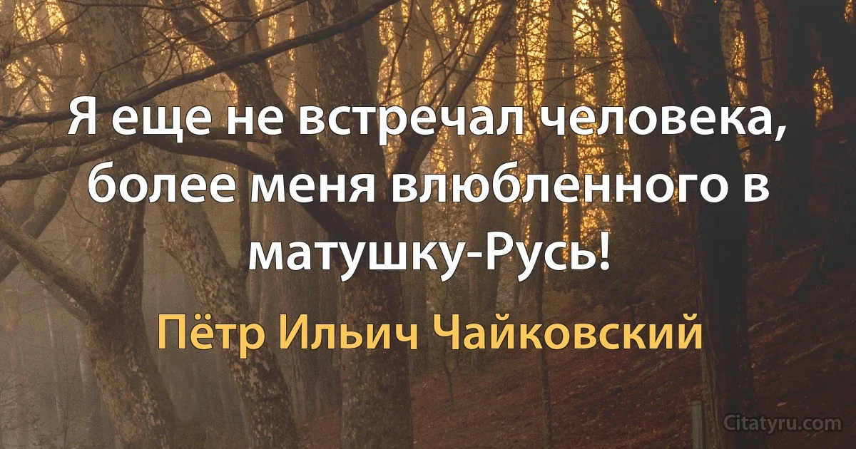 Я еще не встречал человека, более меня влюбленного в матушку-Русь! (Пётр Ильич Чайковский)