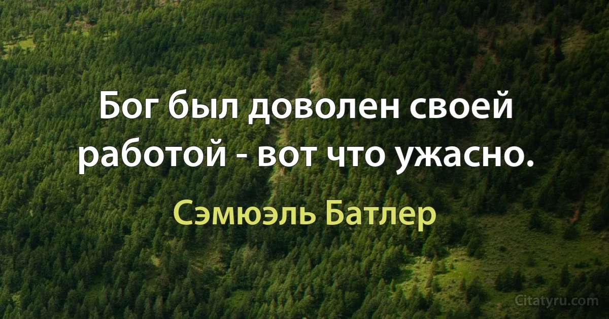 Бог был доволен своей работой - вот что ужасно. (Сэмюэль Батлер)