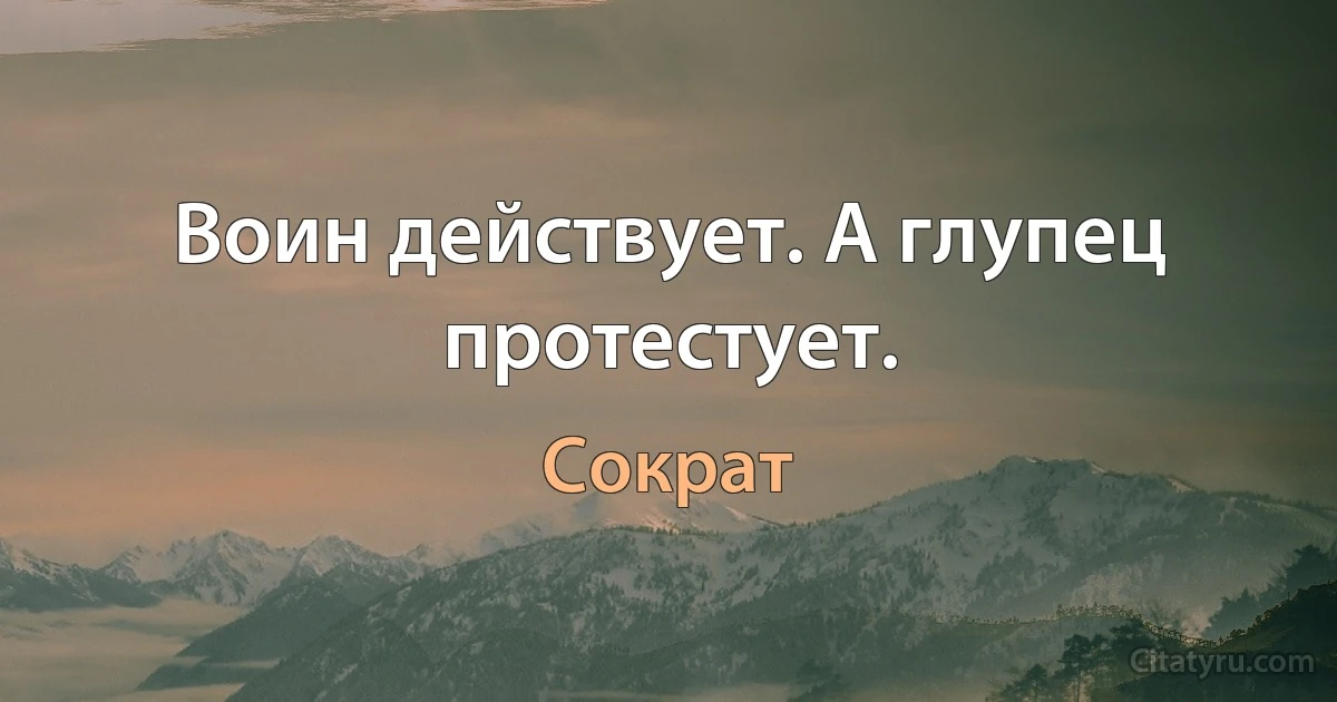 Воин действует. А глупец протестует. (Сократ)