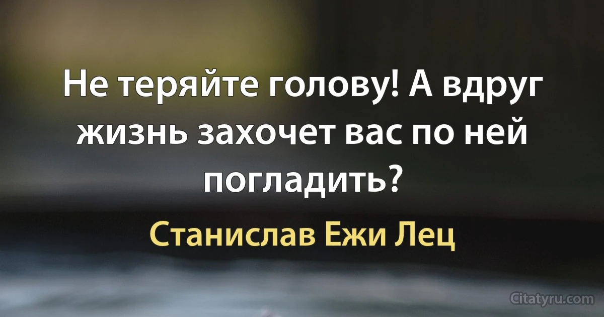 Не теряйте голову! А вдруг жизнь захочет вас по ней погладить? (Станислав Ежи Лец)