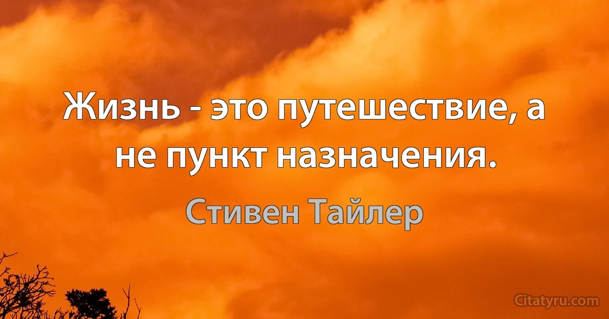 Жизнь - это путешествие, а не пункт назначения. (Стивен Тайлер)