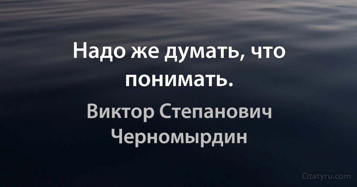 Надо же думать, что понимать. (Виктор Степанович Черномырдин)