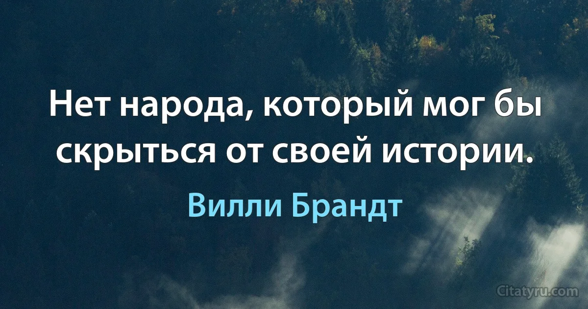 Нет народа, который мог бы скрыться от своей истории. (Вилли Брандт)