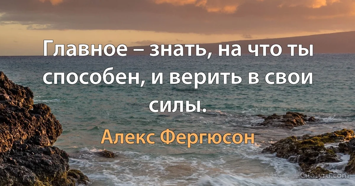 Главное – знать, на что ты способен, и верить в свои силы. (Алекс Фергюсон)