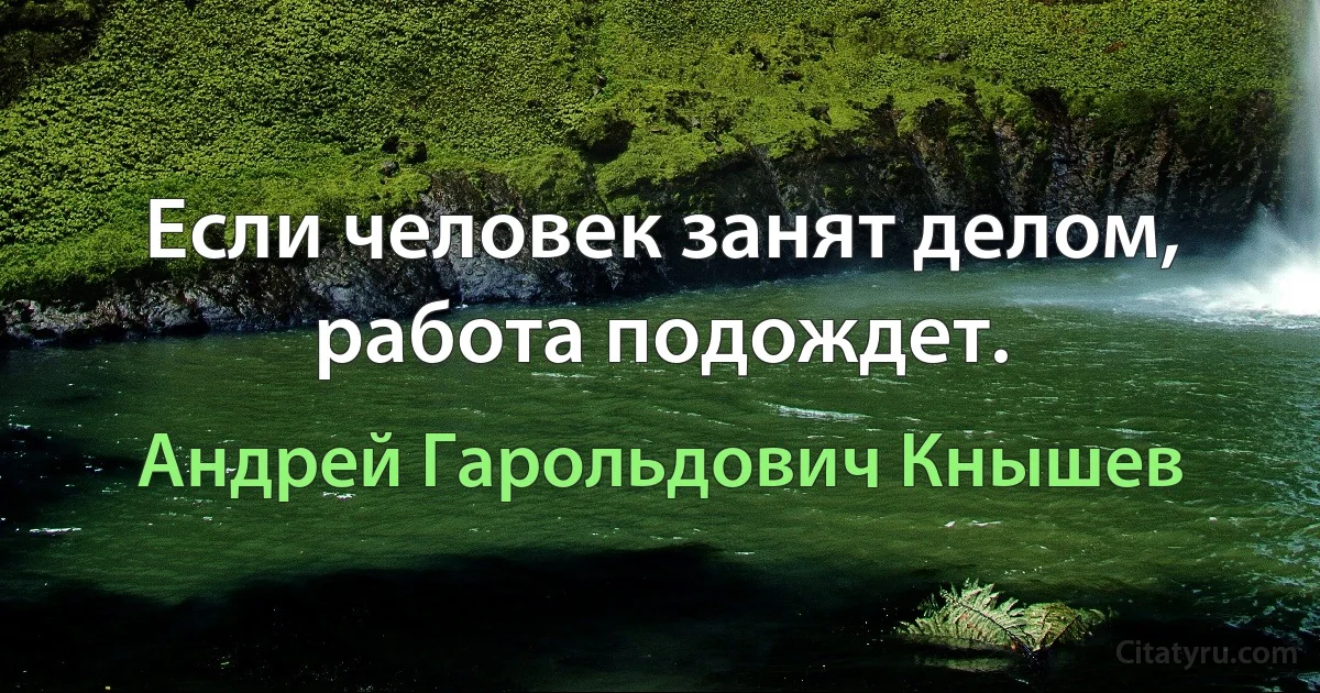 Если человек занят делом, работа подождет. (Андрей Гарольдович Кнышев)