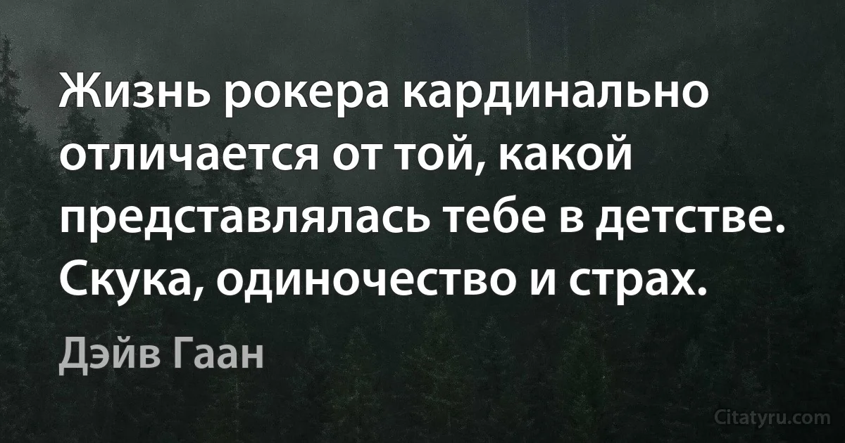 Жизнь рокера кардинально отличается от той, какой представлялась тебе в детстве. Cкука, одиночество и страх. (Дэйв Гаан)