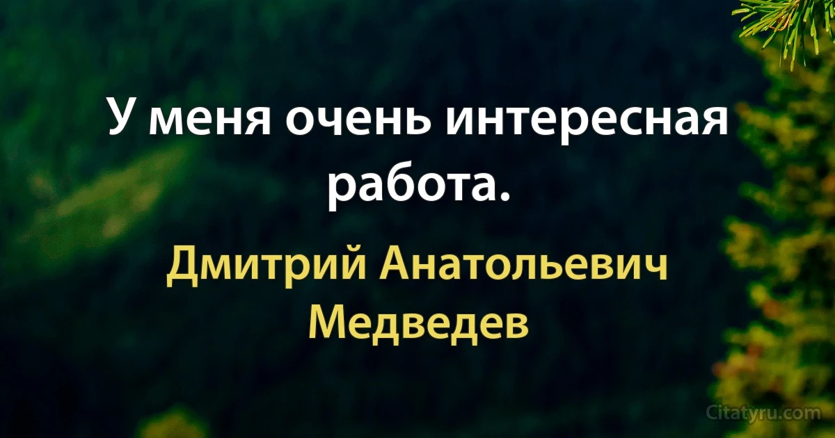 У меня очень интересная работа. (Дмитрий Анатольевич Медведев)