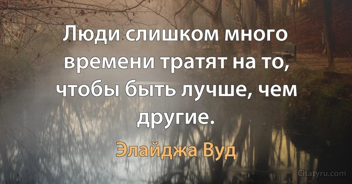 Люди слишком много времени тратят на то, чтобы быть лучше, чем другие. (Элайджа Вуд)