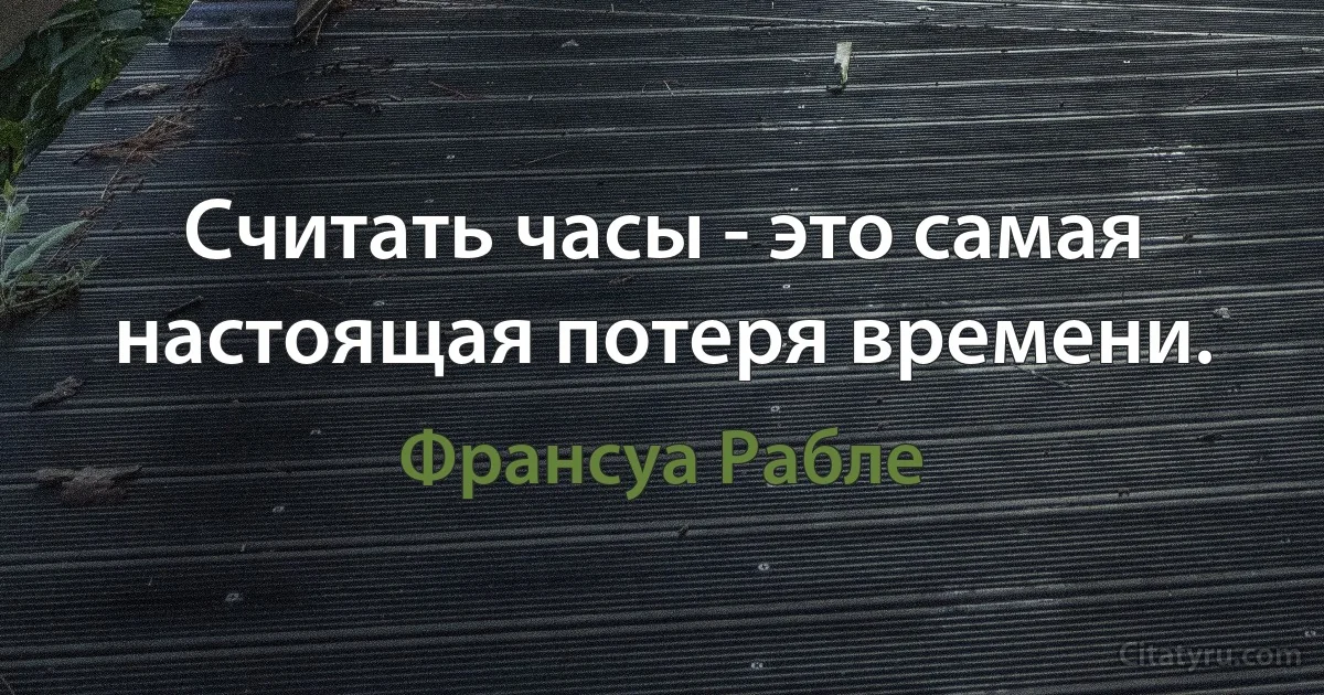 Считать часы - это самая настоящая потеря времени. (Франсуа Рабле)