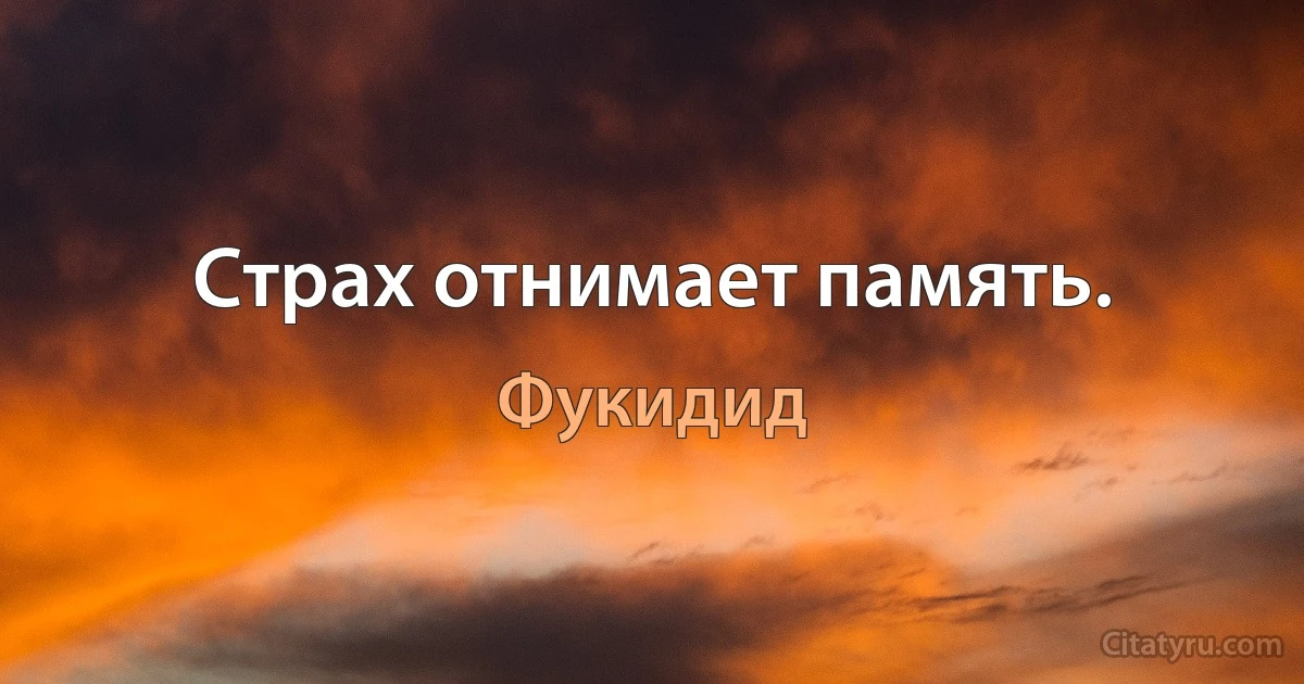 Страх отнимает память. (Фукидид)