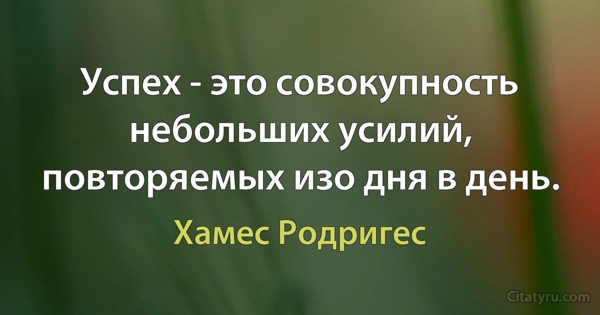 Успех - это совокупность небольших усилий, повторяемых изо дня в день. (Хамес Родригес)