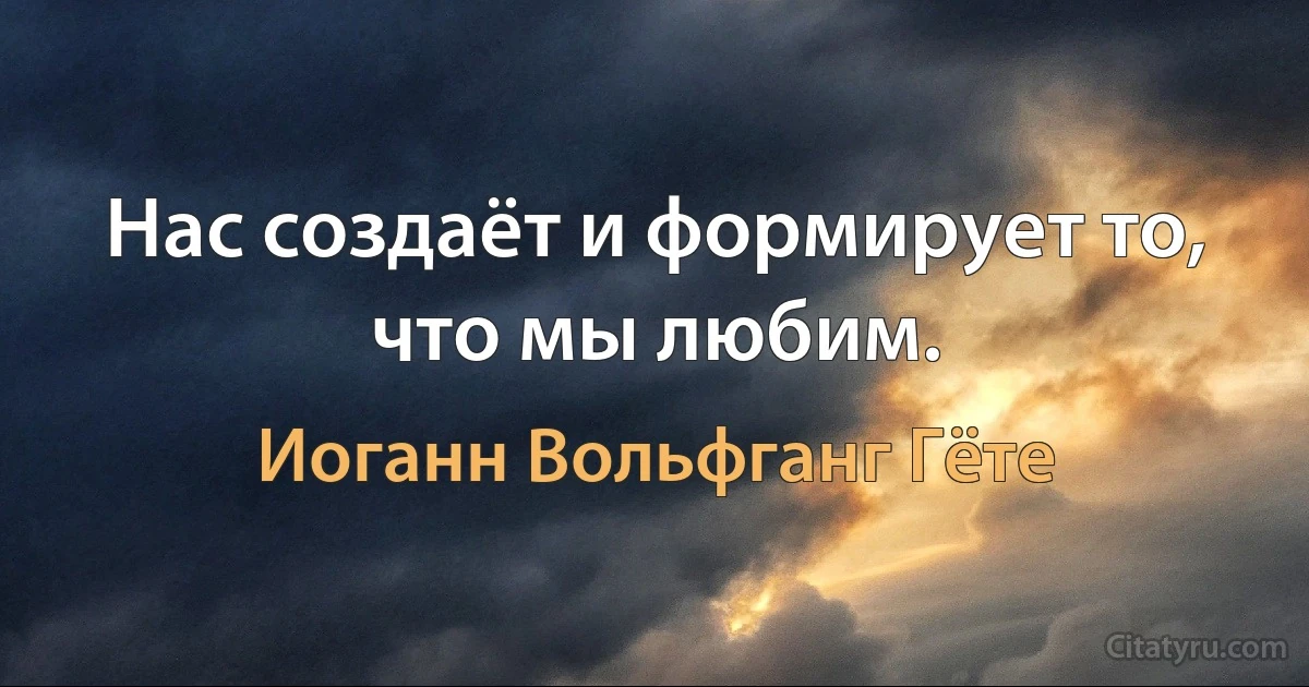 Нас создаёт и формирует то, что мы любим. (Иоганн Вольфганг Гёте)