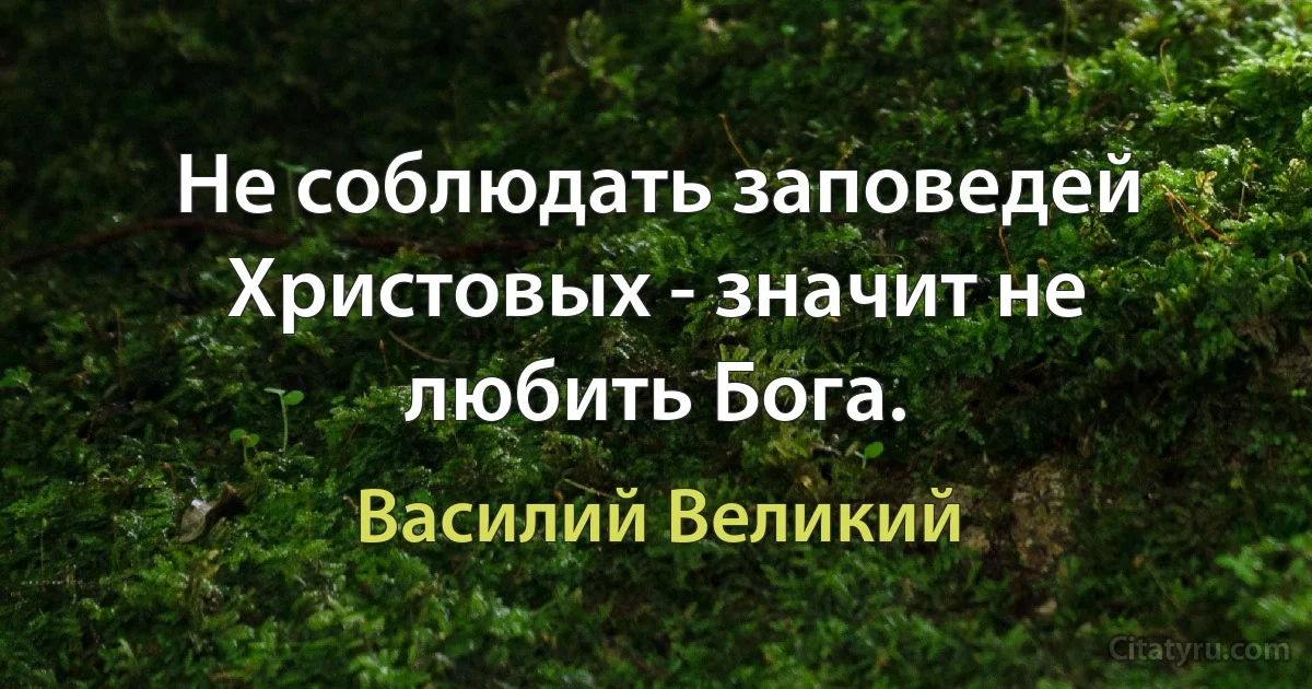 Не соблюдать заповедей Христовых - значит не любить Бога. (Василий Великий)