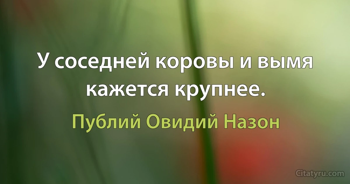 У соседней коровы и вымя кажется крупнее. (Публий Овидий Назон)