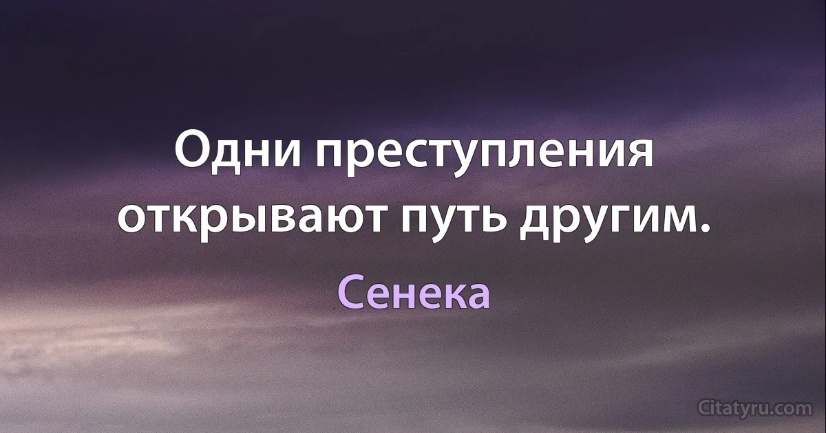 Одни преступления открывают путь другим. (Сенека)