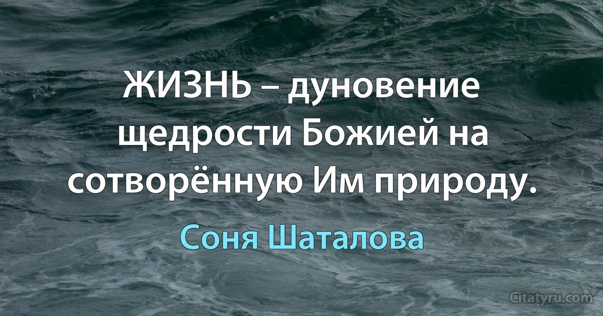 ЖИЗНЬ – дуновение щедрости Божией на сотворённую Им природу. (Соня Шаталова)