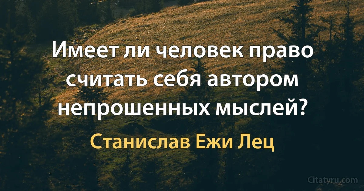 Имеет ли человек право считать себя автором непрошенных мыслей? (Станислав Ежи Лец)