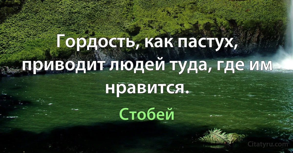 Гордость, как пастух, приводит людей туда, где им нравится. (Стобей)