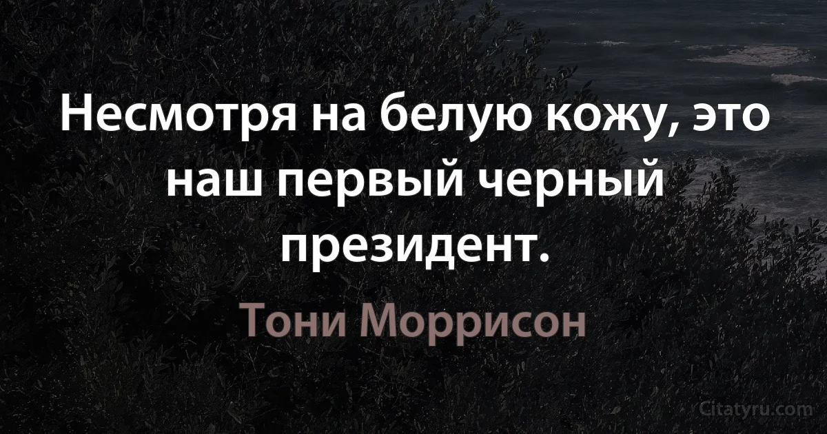 Несмотря на белую кожу, это наш первый черный президент. (Тони Моррисон)