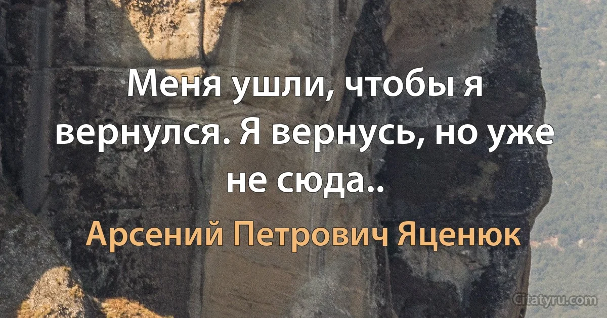 Меня ушли, чтобы я вернулся. Я вернусь, но уже не сюда.. (Арсений Петрович Яценюк)