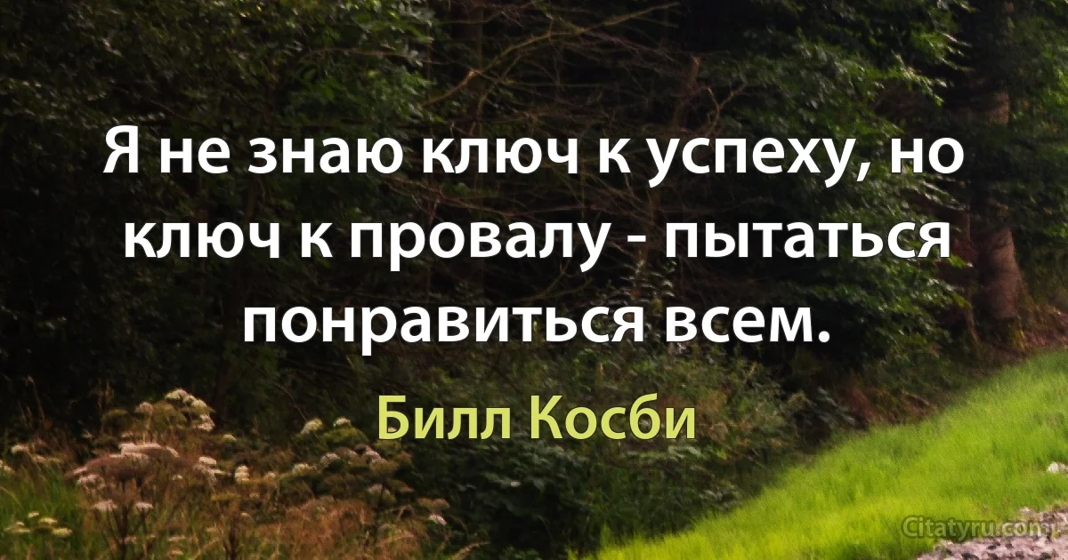 Я не знаю ключ к успеху, но ключ к провалу - пытаться понравиться всем. (Билл Косби)