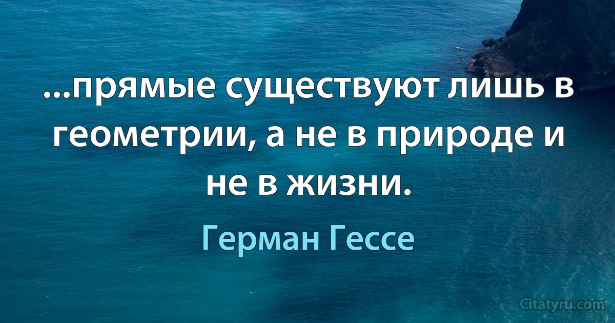 ...прямые существуют лишь в геометрии, а не в природе и не в жизни. (Герман Гессе)