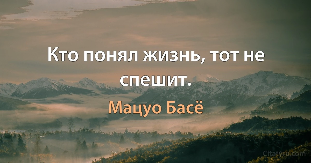 Кто понял жизнь, тот не спешит. (Мацуо Басё)