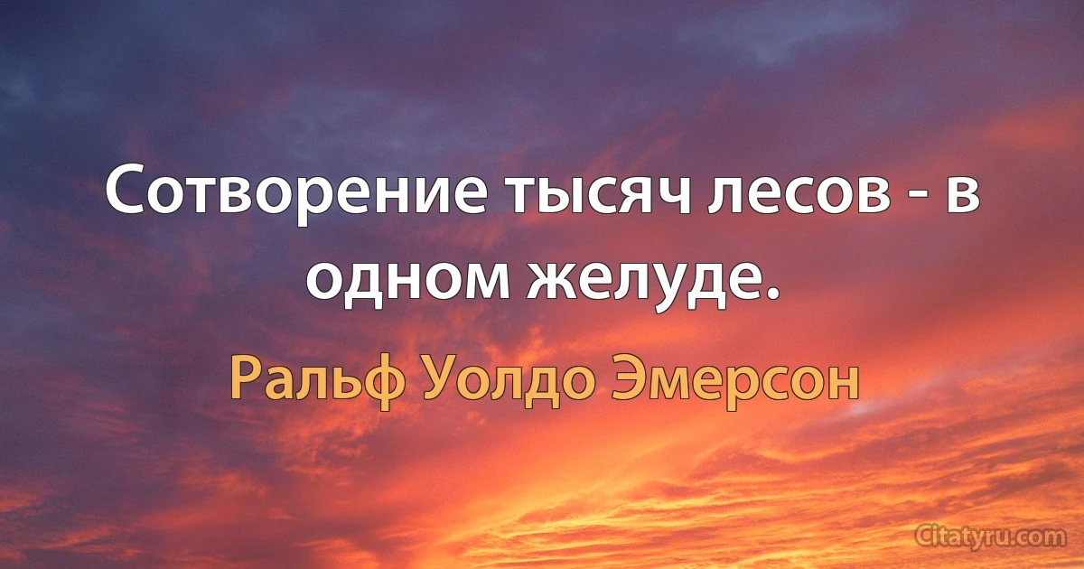 Сотворение тысяч лесов - в одном желуде. (Ральф Уолдо Эмерсон)