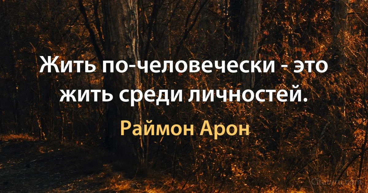 Жить по-человечески - это жить среди личностей. (Раймон Арон)