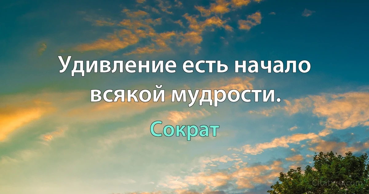 Удивление есть начало всякой мудрости. (Сократ)