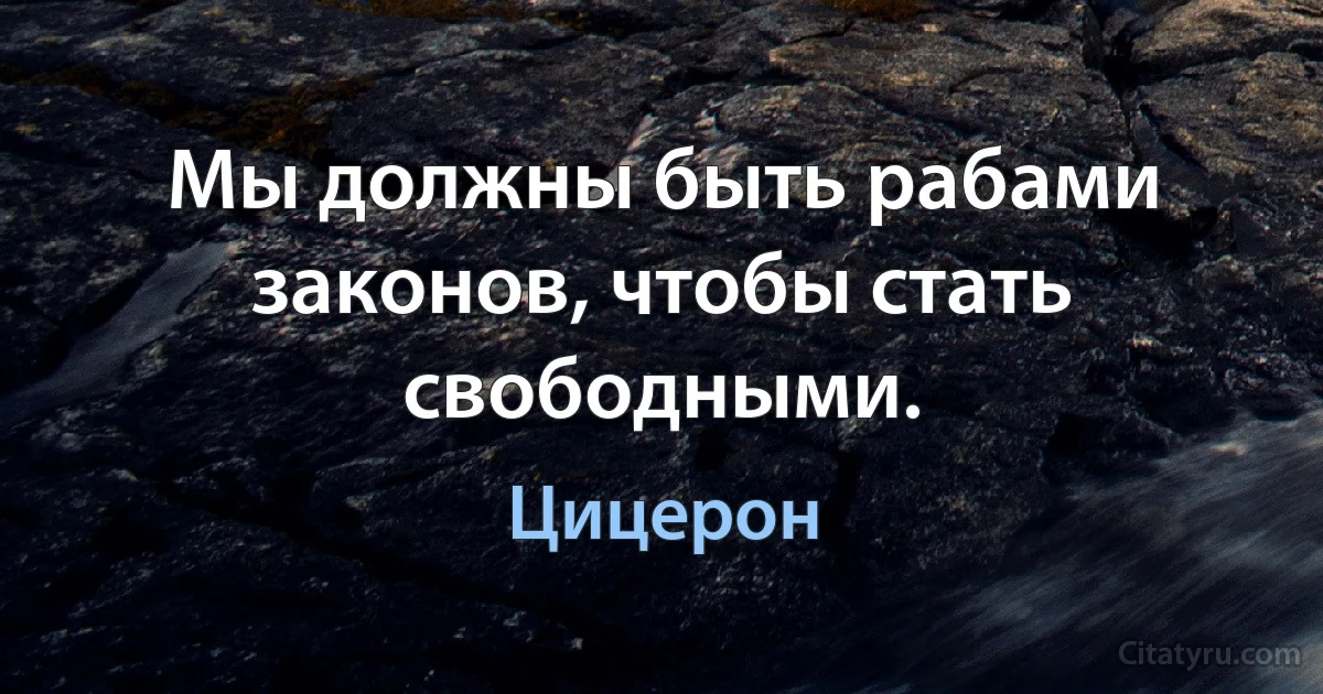 Мы должны быть рабами законов, чтобы стать свободными. (Цицерон)