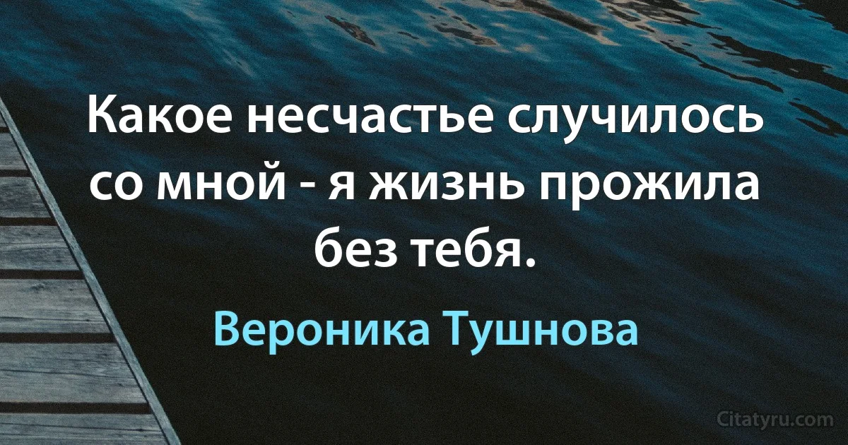 Какое несчастье случилось со мной - я жизнь прожила без тебя. (Вероника Тушнова)