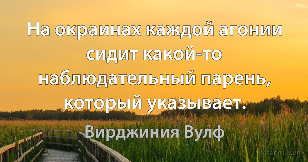 На окраинах каждой агонии сидит какой-то наблюдательный парень, который указывает. (Вирджиния Вулф)