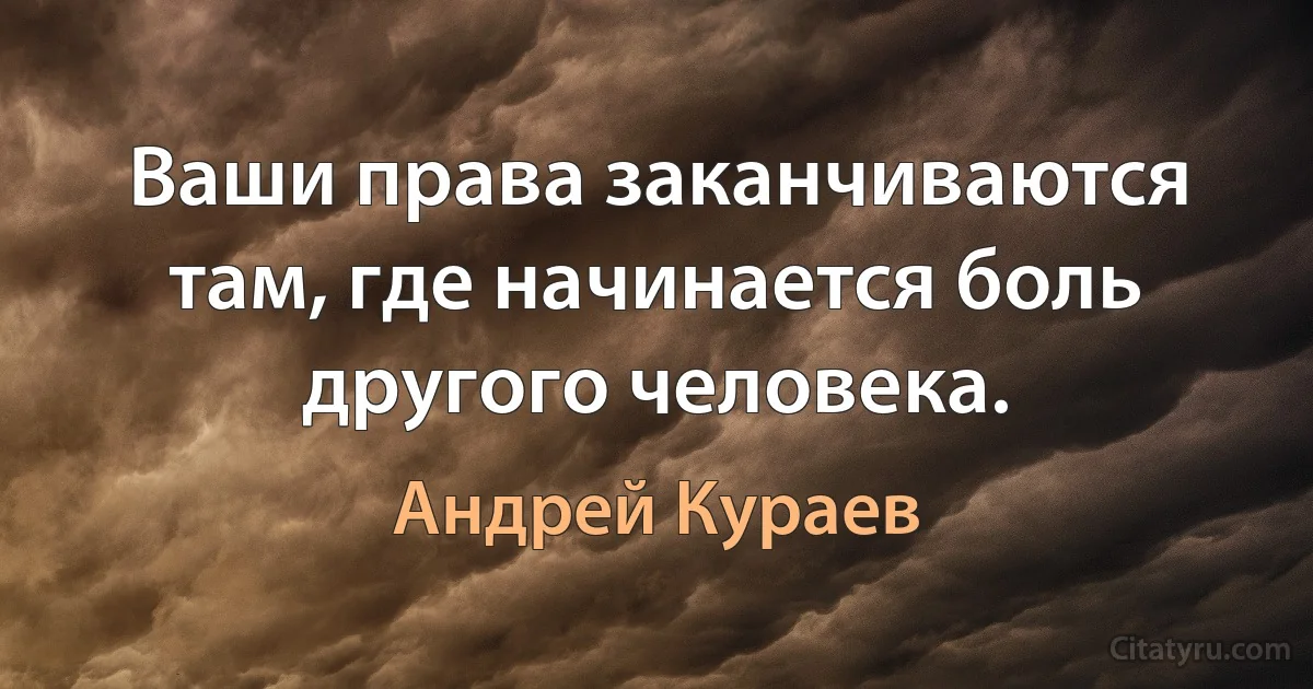 Ваши права заканчиваются там, где начинается боль другого человека. (Андрей Кураев)