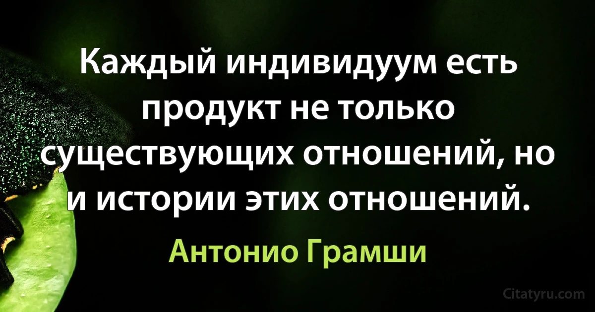 Каждый индивидуум есть продукт не только существующих отношений, но и истории этих отношений. (Антонио Грамши)