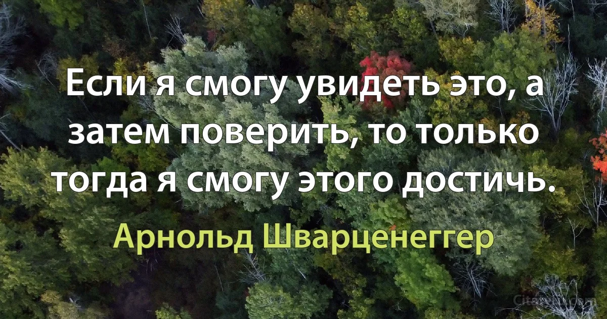 Если я смогу увидеть это, а затем поверить, то только тогда я смогу этого достичь. (Арнольд Шварценеггер)