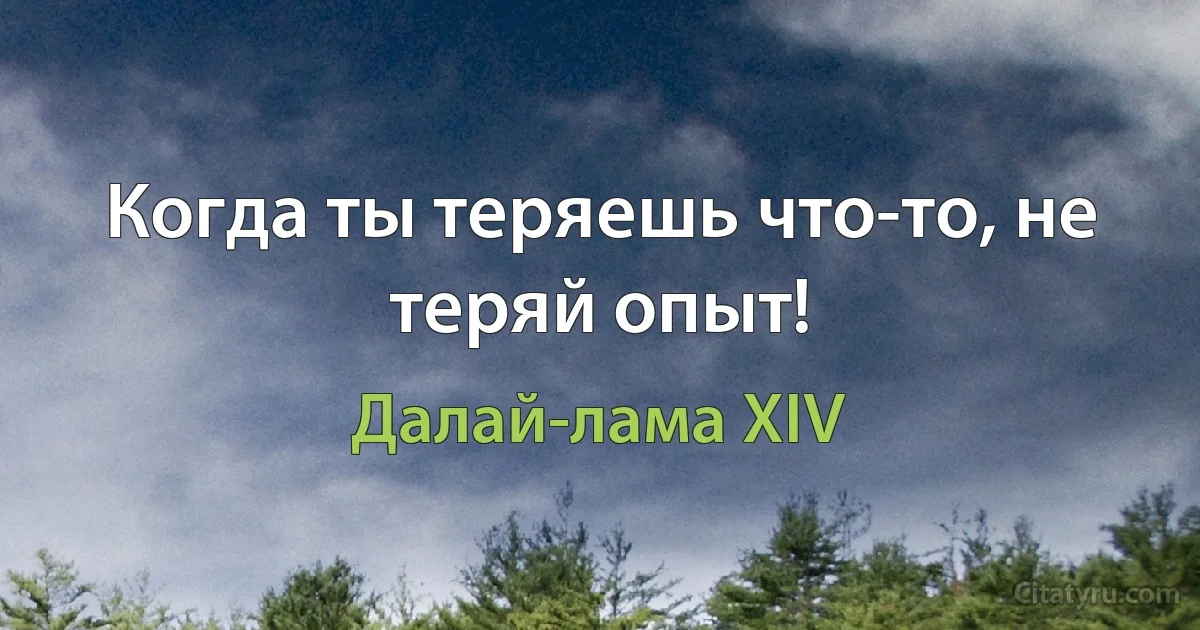 Когда ты теряешь что-то, не теряй опыт! (Далай-лама XIV)