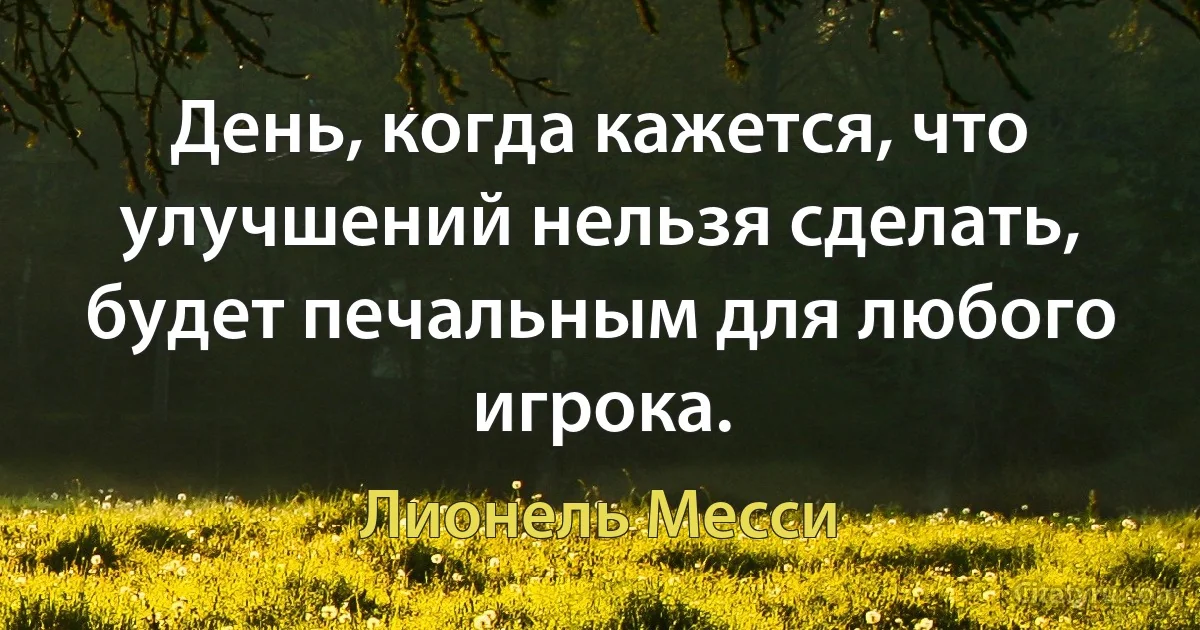 День, когда кажется, что улучшений нельзя сделать, будет печальным для любого игрока. (Лионель Месси)