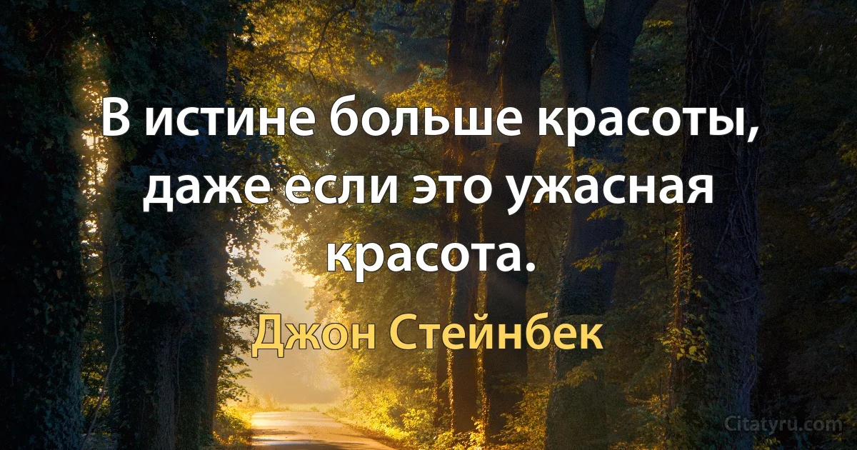 В истине больше красоты, даже если это ужасная красота. (Джон Стейнбек)