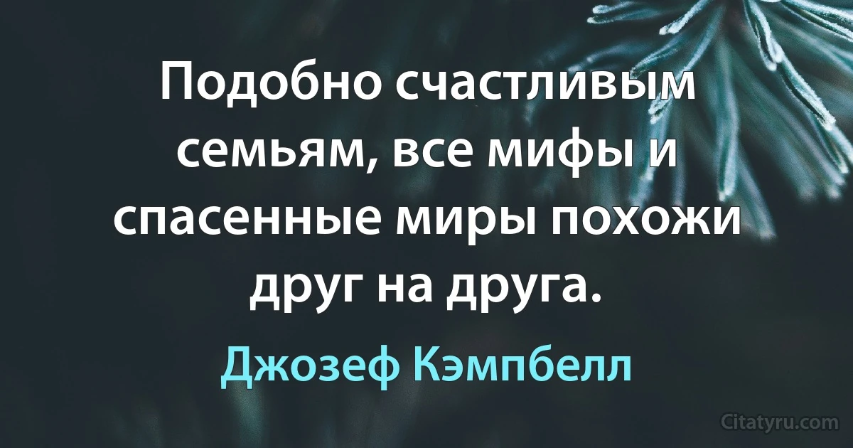 Подобно счастливым семьям, все мифы и спасенные миры похожи друг на друга. (Джозеф Кэмпбелл)