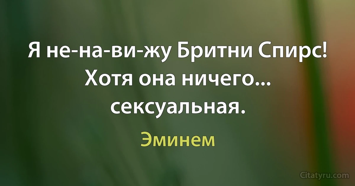 Я не-на-ви-жу Бритни Спирс! Хотя она ничего... сексуальная. (Эминем)