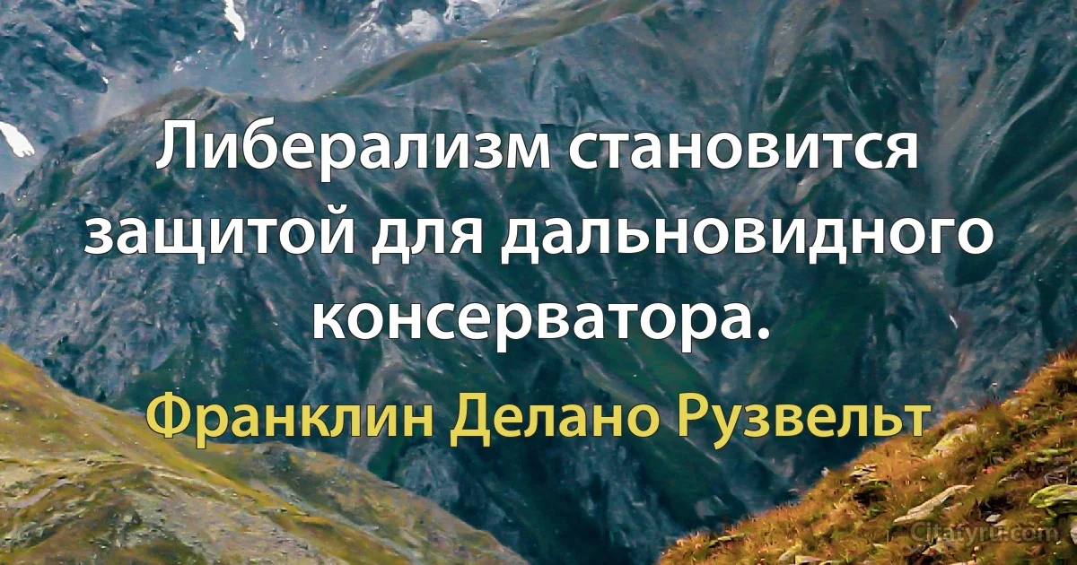 Либерализм становится защитой для дальновидного консерватора. (Франклин Делано Рузвельт)